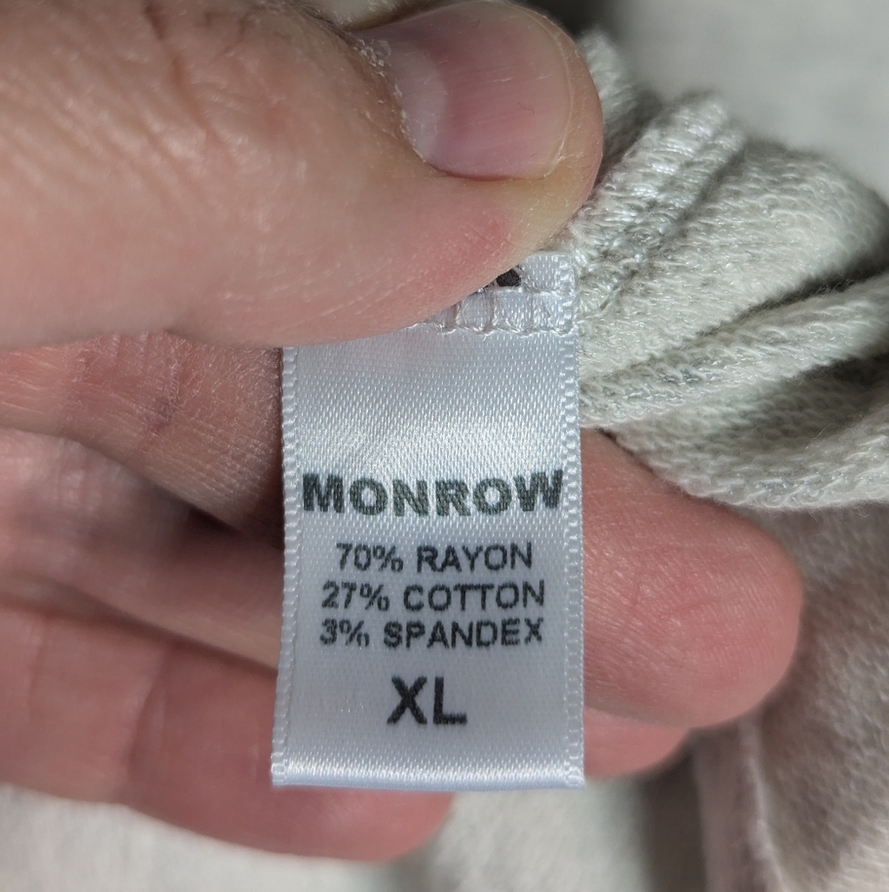 Monrow Women's Dress V-Neck Supersoft Long‎ Sleeve Jersey Light Grey Neutral XL - Picture 7 of 9